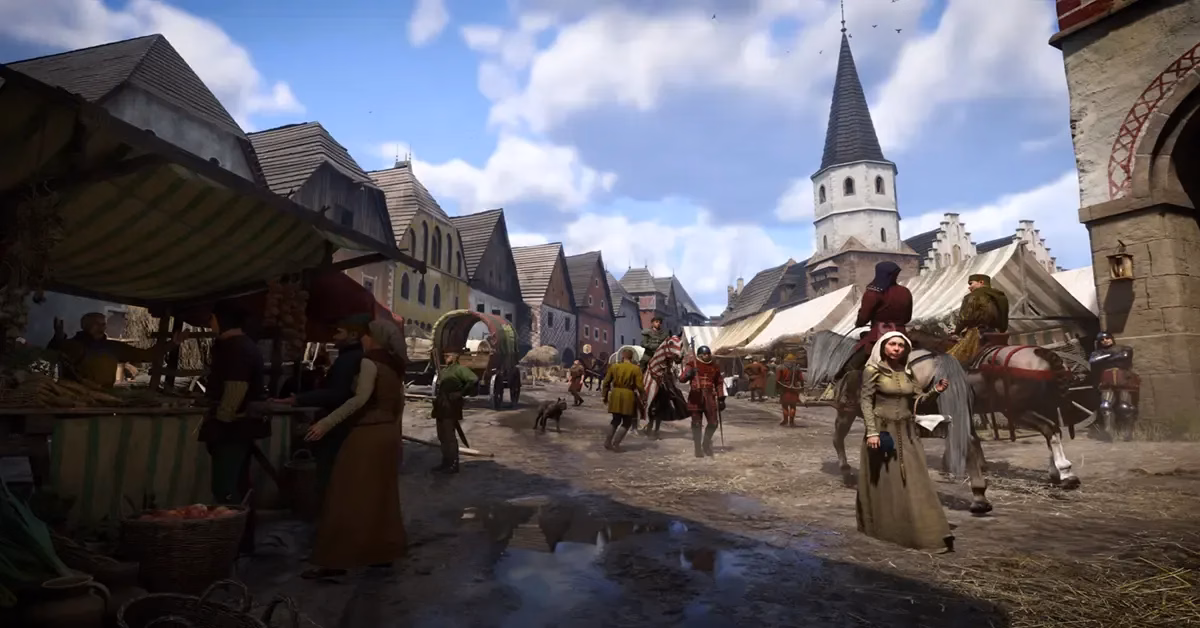 Medieval combat scene showing realistic sword fighting mechanics