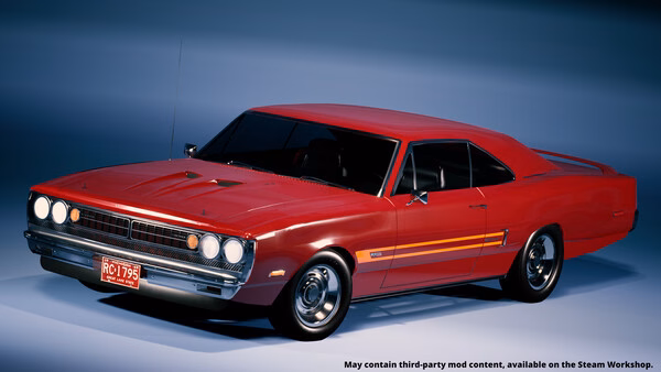 Screenshot from 'Automation - The Car Company Tycoon Game' showing a red vintage car with a detailed design and sporty features.